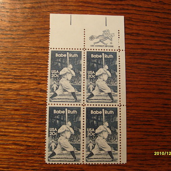 Babe Ruth Plate Block Stamps - Stamps