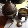 Unknown silver cannister with lid, stand and ladle from Egypt