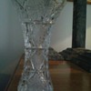 Etched cut crystal bud vase, vintage or antique