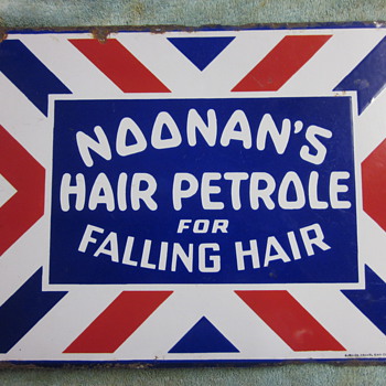 Noonan's Hair Petrole Porcelain Flange sign...1920's