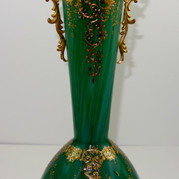 Loetz Malachit with Ormulo Mounts, ca. 1880s - Art Glass