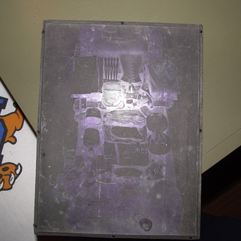 Printing Block from WWII, appears to have image of a bed with gear layed out. - Posters and Prints