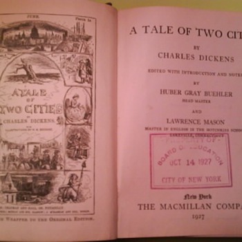 1927 Tale of Two Cities -Charles Dickens.....NYBOE Schoolbook - Books
