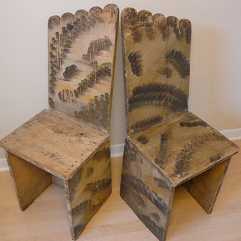 Folk Art Chairs Handmade and Painted Michigan circa 1920 Collection Jim Linderman