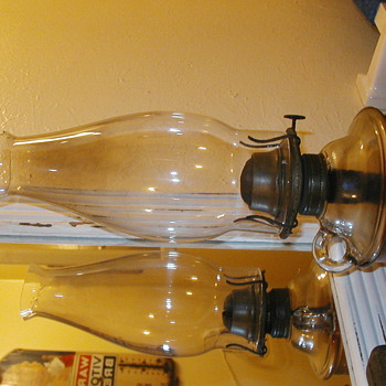 Two Oil Lamps and One Rail Road Lantern