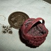  Rare Signed Miniature Red Painted Buttocks Basket by Don Corbett , 1-1/4" x 1-1/4" x 1-1/4"