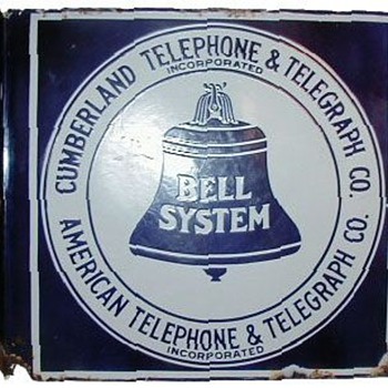 Cumberland Telephone & Telegraph Co. Porcelain Flange Sign - Signs