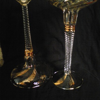 gold flecks twisted stem single light candlesticks italian