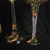 gold flecks twisted stem single light candlesticks italian