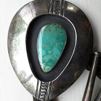 My treasure, (1930's ? Native American Hopi ?) Sterling Silver &  Turquiose Bolo Handmade