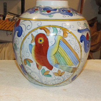 Beautiful Hand Painted Porcelain Vase W/ Red Overglaze Maker Mark - Asian