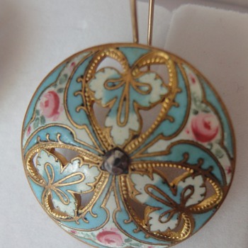 Brilliant, enameled hand painted roses earrings. - Victorian Era