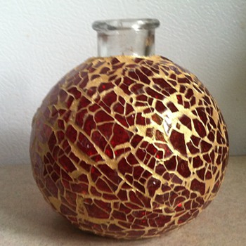 Red Glass Mosaic Bottle/Vase