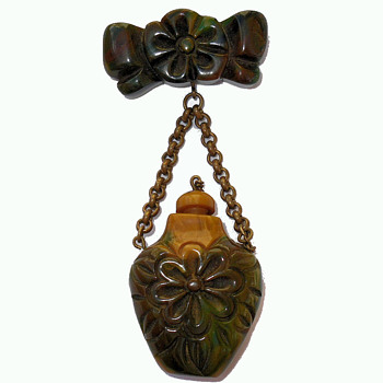 Antique End of Day Bakelite Perfume Scent Bottle Brooch Pin