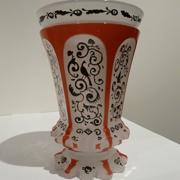 Bohemian Beaker Two Colour Silver Decoration - Art Glass