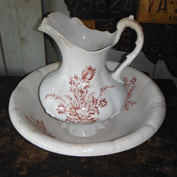 Wash Basin Bowl & Pitcher Harker Pottery Co c. 1890 - Art Pottery