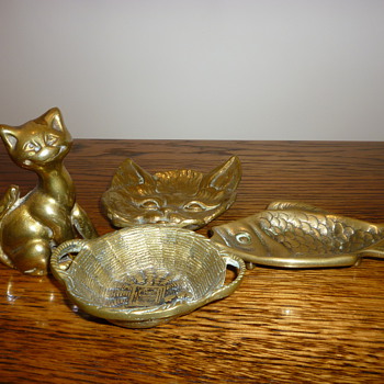 Selection of Victorian (I think) Brass Ashtrays - Tobacciana