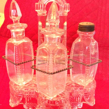 Press Glass Cruet Set ? - Glassware