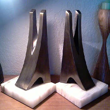 Mid Century Modern Brass Bookends