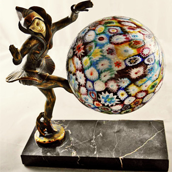 2nd Pixie Lamp with Millefiori Glass - DANSEUSE DES INDES by I. Gallo 1925 - Art Deco