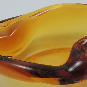 Cigar Tray or Banana Split Dish - Amber Glass