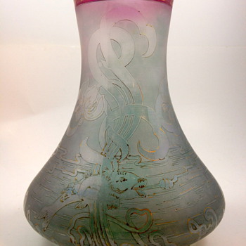 Carl Goldberg, Haida - signed acid cut back vase, ca. 1920 - Art Glass