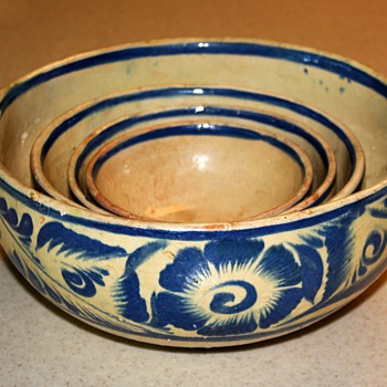 Tonala [?] Set of Mixing Bowls from Mexico - Art Pottery
