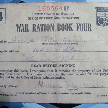 WWII Ration Book Four - Military and Wartime