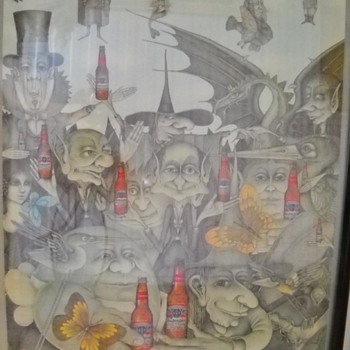 Halloween Budweiser "When Friends Drop In" Poster by Wayne Anderson