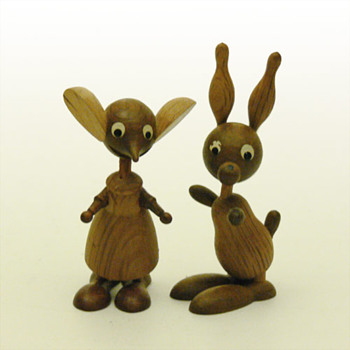 Mouse and Rabit wooden figurines (Spain, 1960s) - Toys