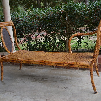 Bamboo Rattan Chaise Lounge Wrought Iron Steel Spotted Bench Couch - Help Identify Please - Furniture
