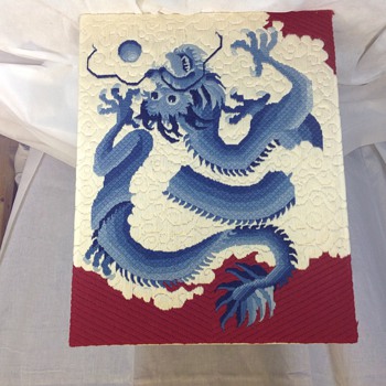Vtg Asian needlework of dragon - Asian
