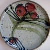 Pottery Plate with Beautiful Hand-painted Glaze~Signed but difficult to make out