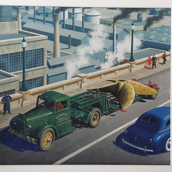 Autocar Truck Ad Art 1944 - George Transfer goache original by William Campbell - Advertising