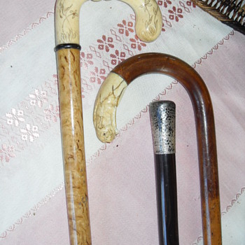 ANTIQUE IVORY/SILVER WALKING CANES