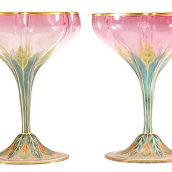 Lobmeyr Art Nouveau Stems. - Art Glass