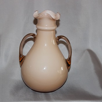 Beige Handled Vase - Art Glass