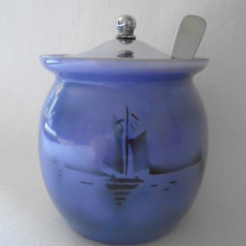 Czech Art Deco Tango Glass Jam Pot - Art Glass