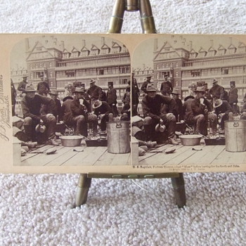 Stereoview of mess on the docks of Fortress Monroe - Military and Wartime