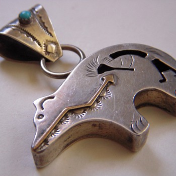 Zuni Bear?~Sterling Pendant with Rabbit Hallmark & DTR