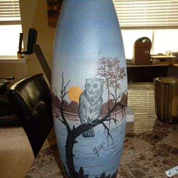 Michel Owl vase. 18" tall! 1920's-30's - Art Glass