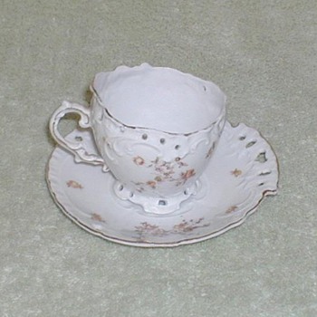 Victoria Austria Reticulated demitasse cup & saucer set