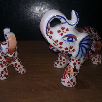 Two (Imari?) elephant's