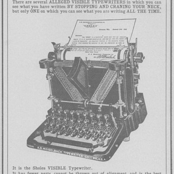 1902 Sholes Visible Typewriter Advertisement