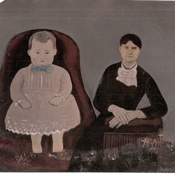 19th century Folk Art Painted Tintype - Photographs