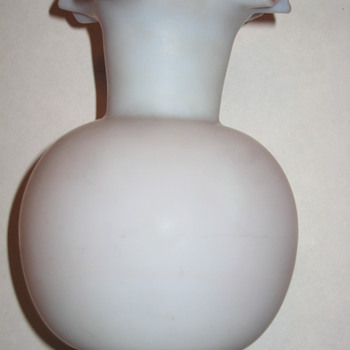 White Satin Vase hand blown - Art Glass