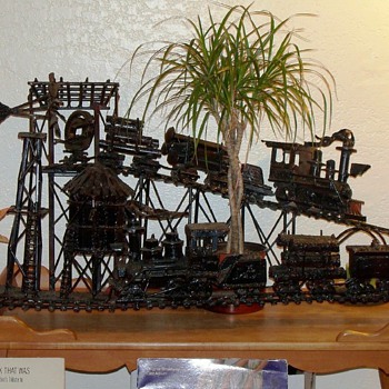 Solid Iron Train Sculpture