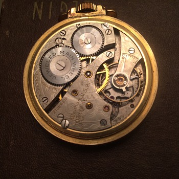 1936 Waltham USA Riverside 21 Jewels with train scene on back. - Pocket Watches