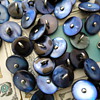 MOP dyed blue buttons with pin shank