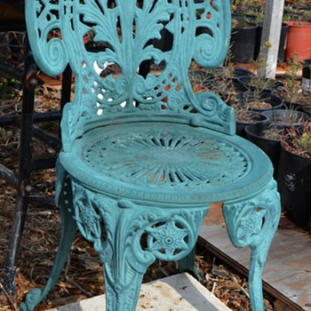 Victorian Cast Iron Patio Chair - Nice Green Color - Victorian Era